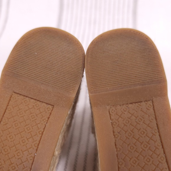 Tory Burch Shoes Womens 5.5 Catalina Wedge Beige Espadrille White Canvas Resort - Picture 8 of 14
